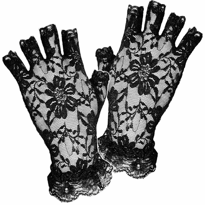 short lace fingerless gloves